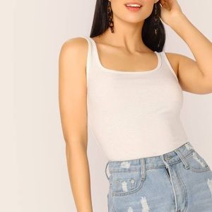solid white tank top